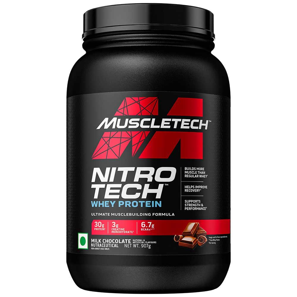 MuscleTech NitroTech Whey Protein, 910 g (2 lb), Milk Chocolate